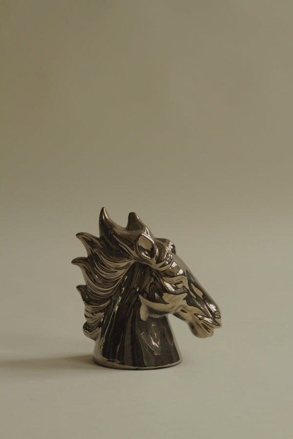 Chrome Horse Head Sculpture