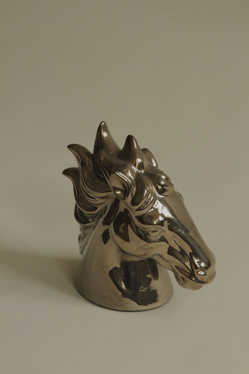 Chrome Horse Head Sculpture