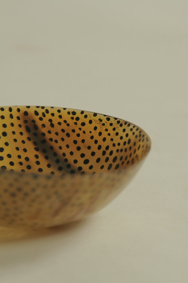Yellow and Black Spotted Horn Bowl