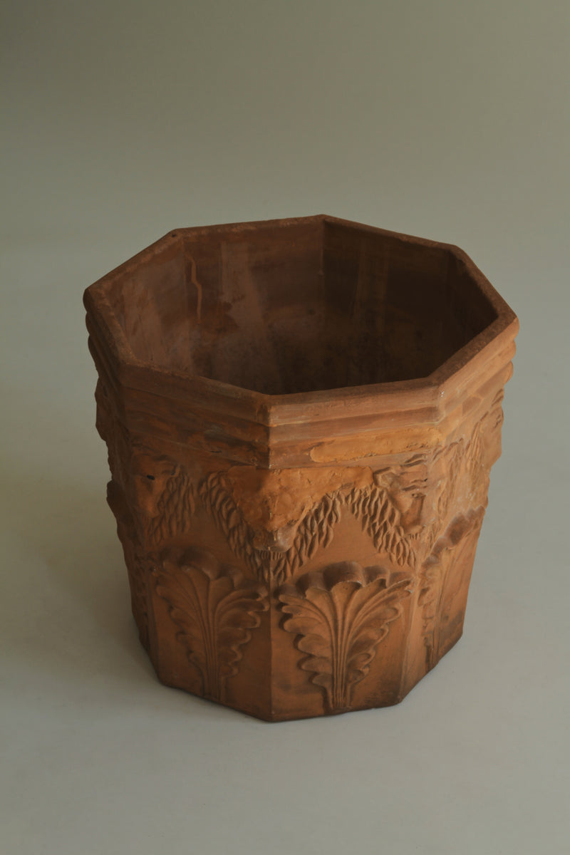 Large Terracotta Pot with Lion Motifs