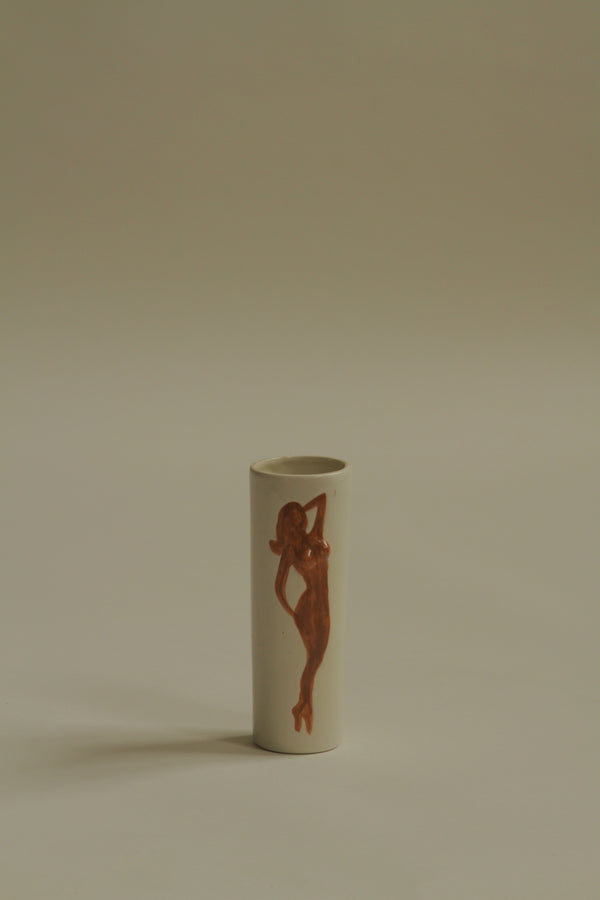Narrow Pink and Ivory Ceramic Vase