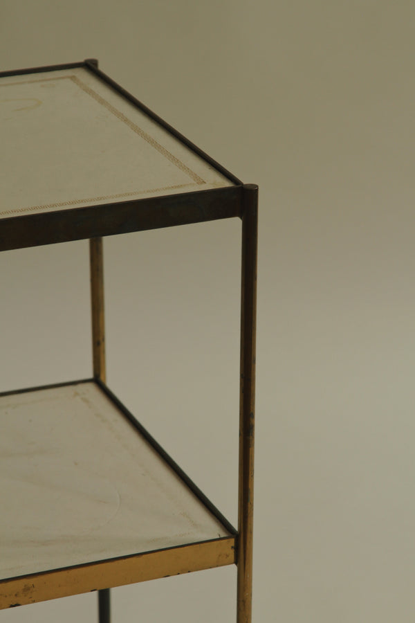 Bronze Gilt and White Leather Side Table, c1970
