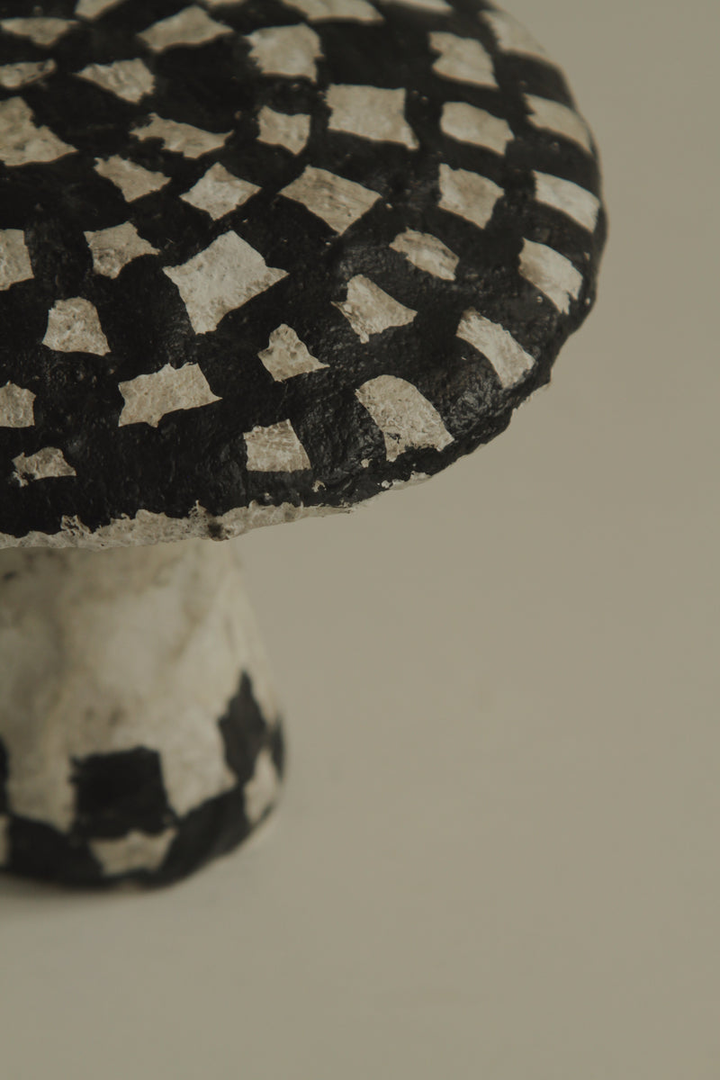 Black and White Mushroom Sculpture