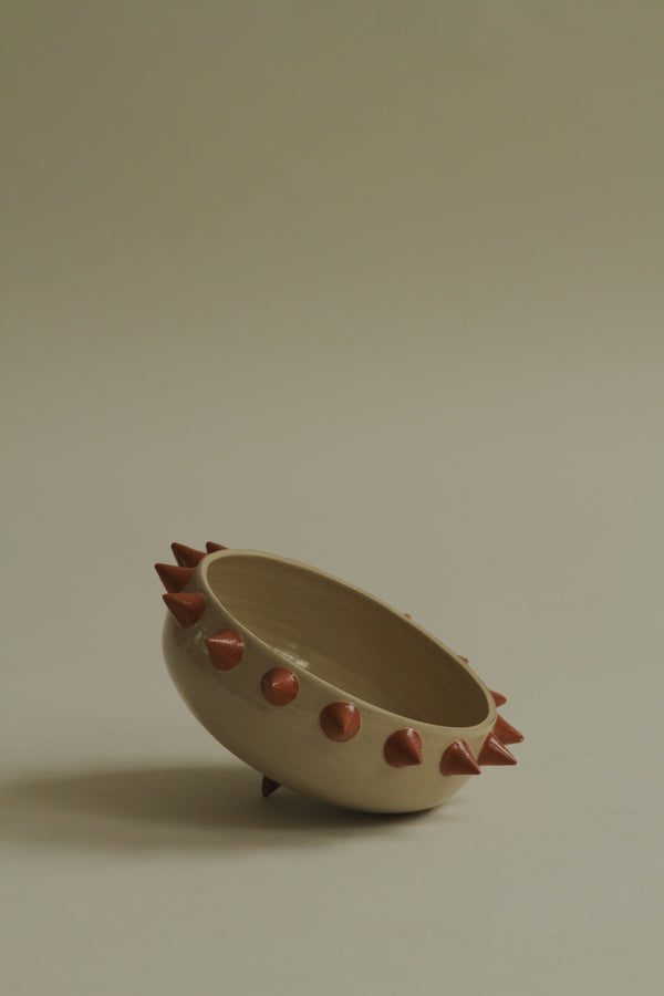 Red and Off-White Spike Bowl