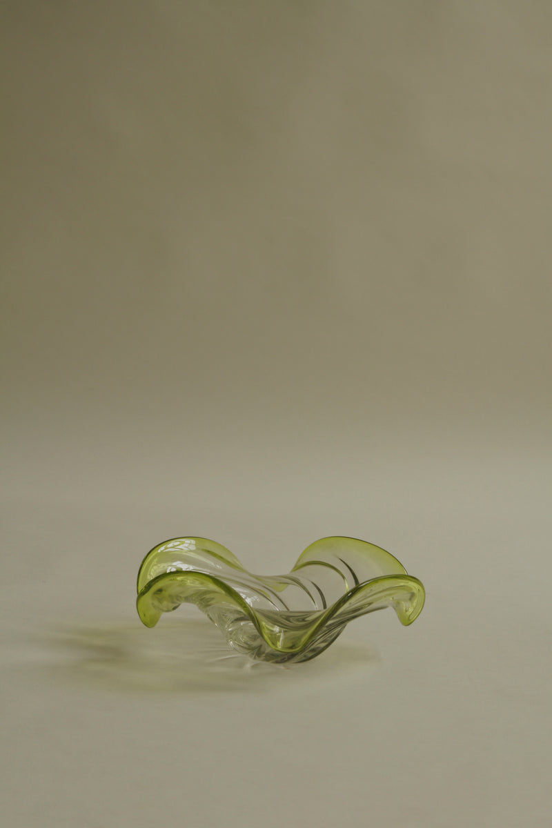 Green Floral Murano Glass Bowl