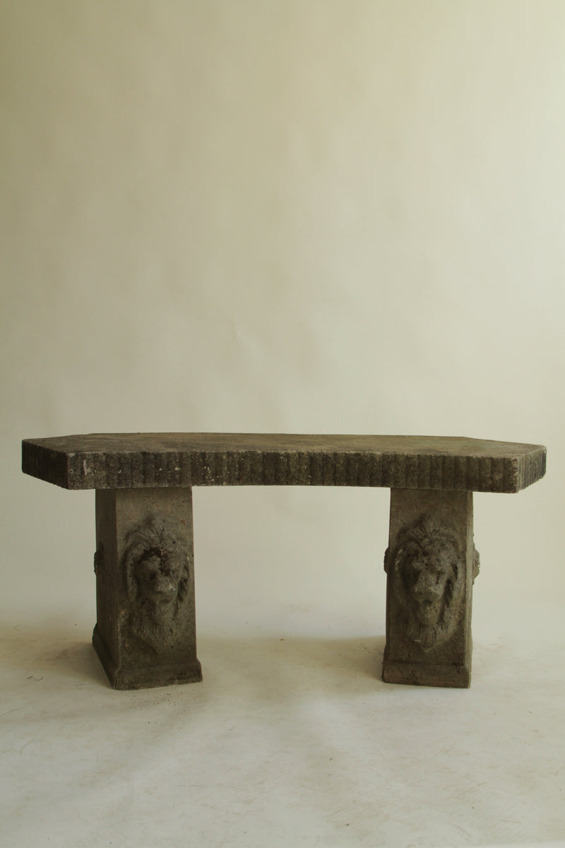 Stone Bench with Lion Motif